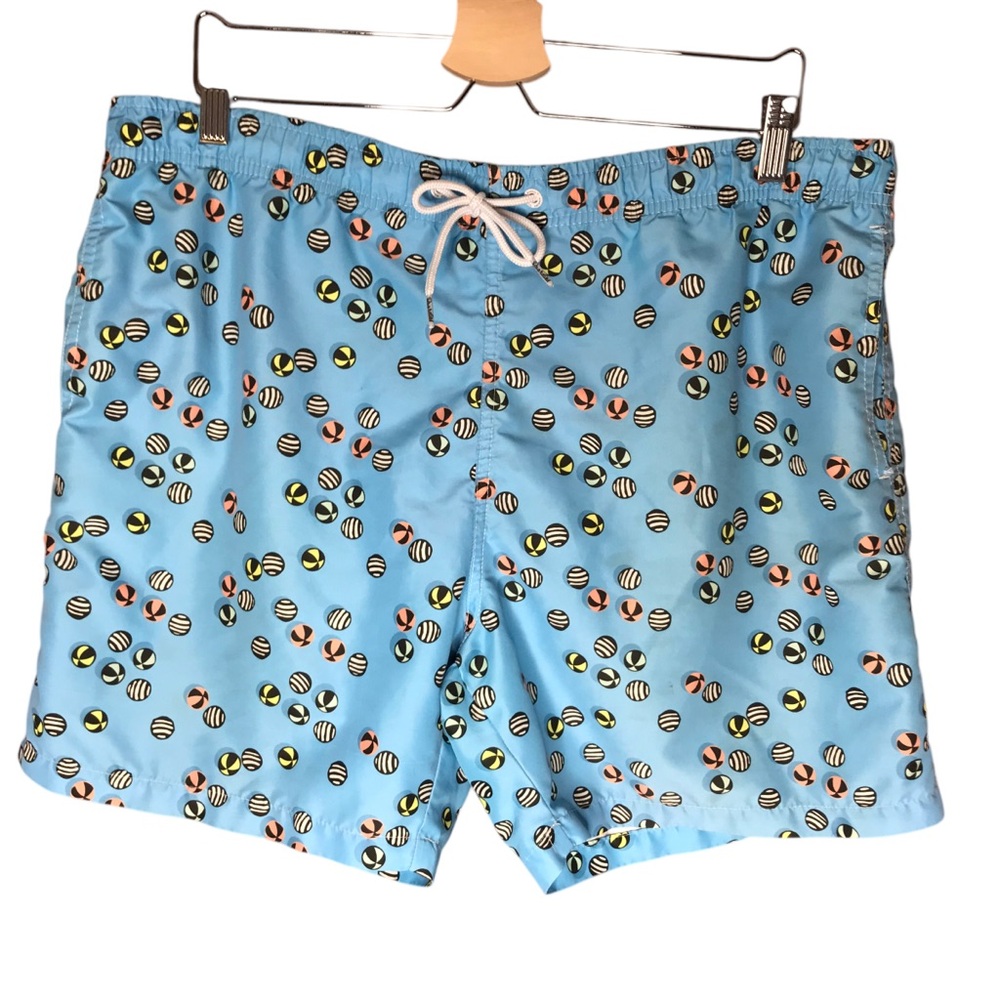 Boardies Blue Lined Swim Trunks Shorts Beach Balls Mesh Liner Men’s Large